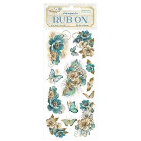 Stamperia Masquerade Blue Flowers 4"x8.5" Rub-OnÂ