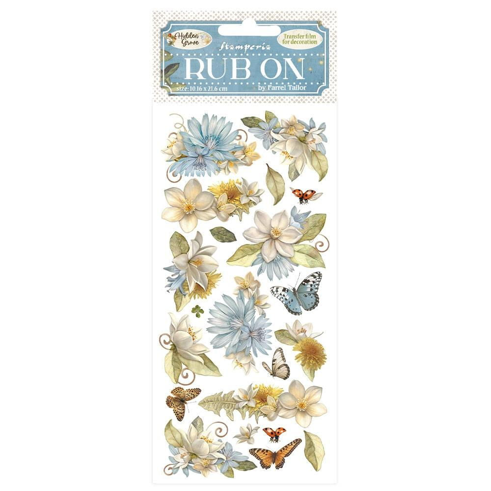 Stamperia Hidden Grove Flowers and Butterfly 4"x8.5" Rub-On