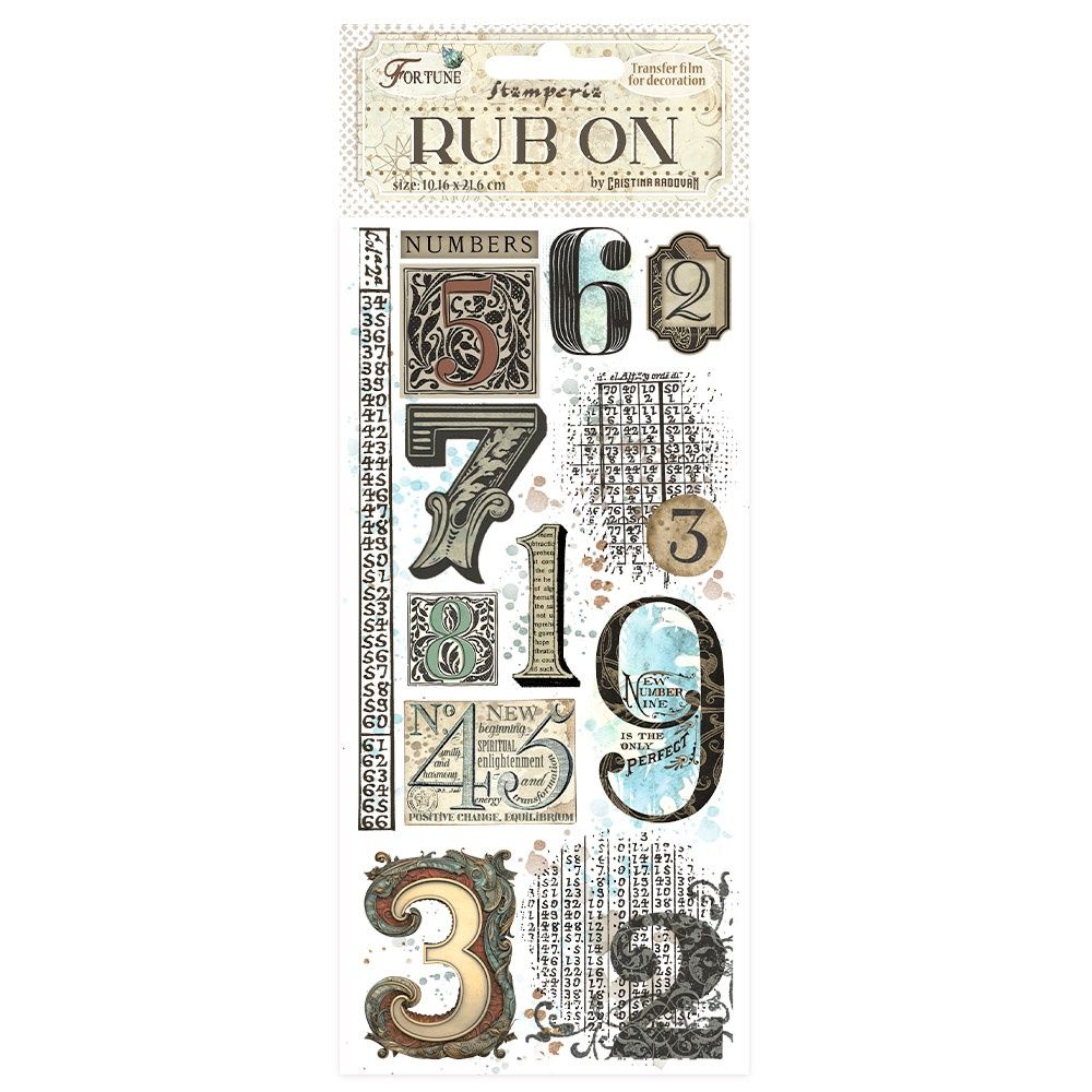 Stamperia Fortune Numbers 4"x8.5" Rub-On