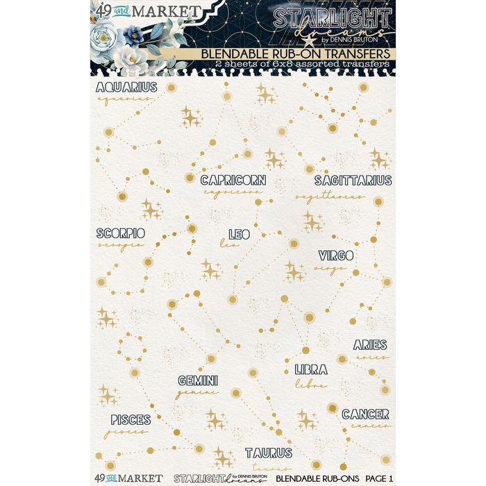 49 And Market Rub-On Transfer Set 6"X8"-Starlight Dreams Constellation