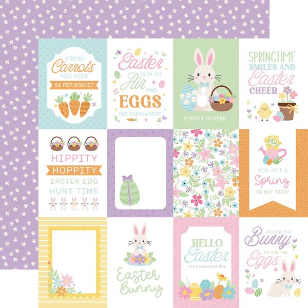 Echo Park Easter Basket: 3x4 Journaling Cards 12x12 Patterned Paper