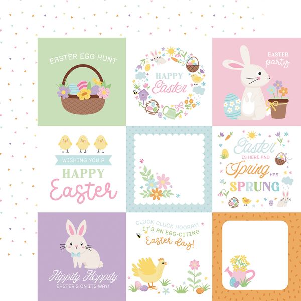 Echo Park Easter Basket: 4x4 Journaling Cards 12x12 Patterned Paper