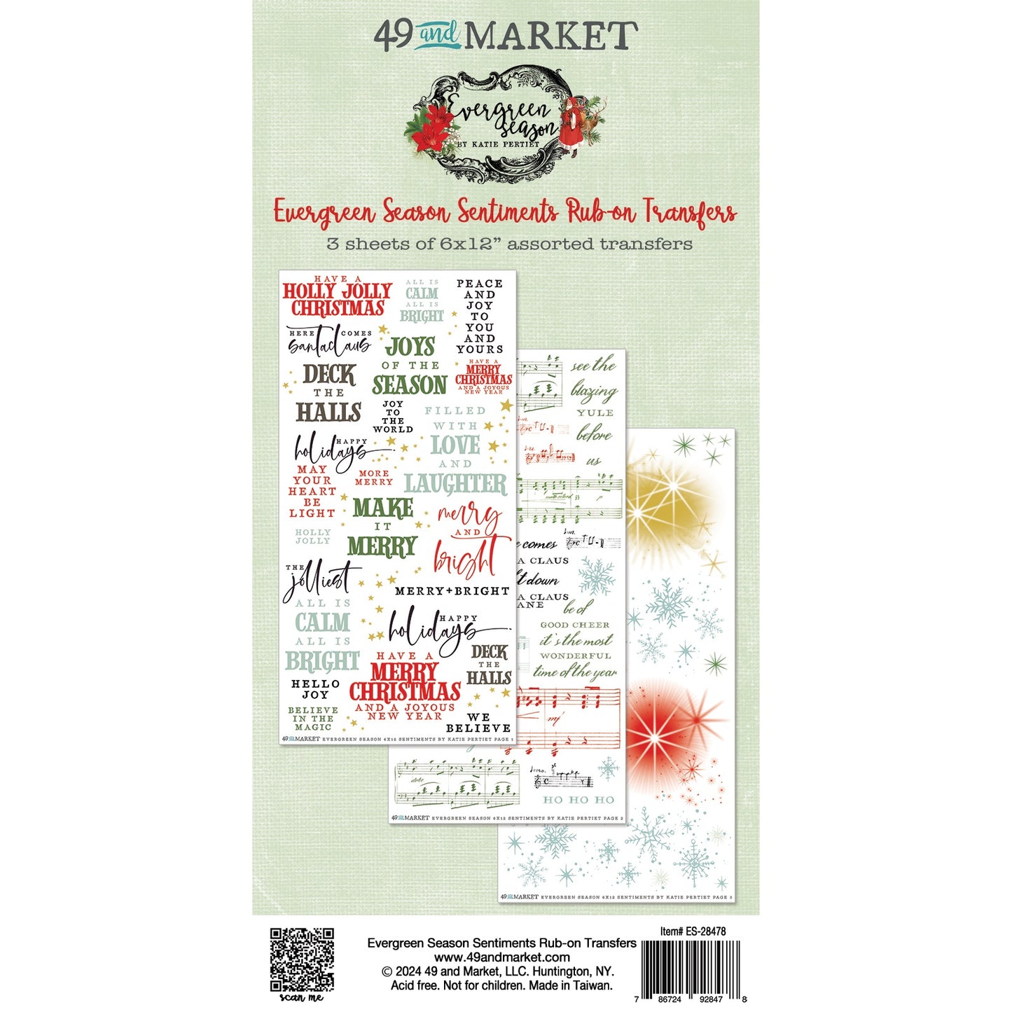 49 And Market Rub-On Transfer Set-Sentiments, Evergreen Season