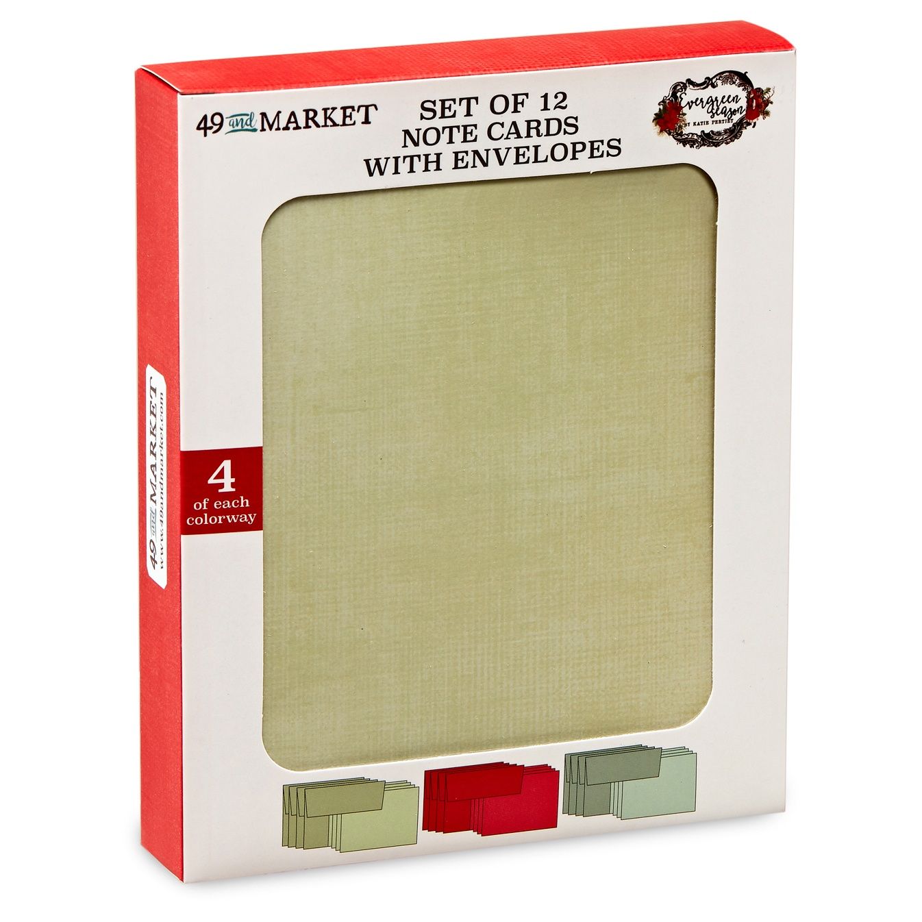 49 and Market Evergreen Season Set of 12 Note Cards with Envelopes