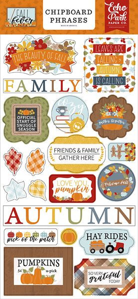 Echo Park Fall Fever Chipboard Phrases