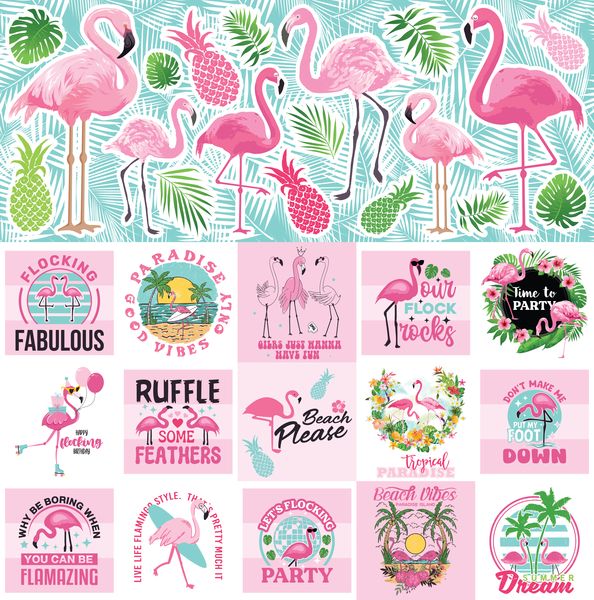 Reminisce Flamingo Beach 12x12 Sticker