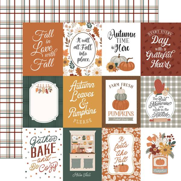 Echo Park Feels Like Fall: 3x4 Journaling Cards 12x12 DS Paper (1 Sheet)