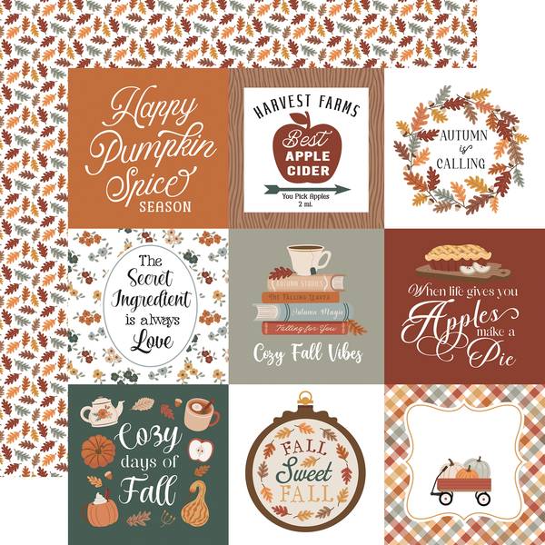 Echo Park Feels Like Fall: 4x4 Journaling Cards 12x12 DS Paper (1 Sheet)