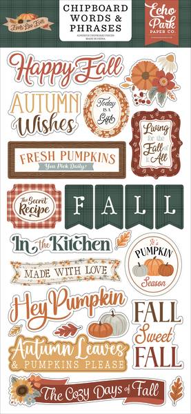 Echo Park Feels Like Fall 6x13 Chipboard Word & Phrases