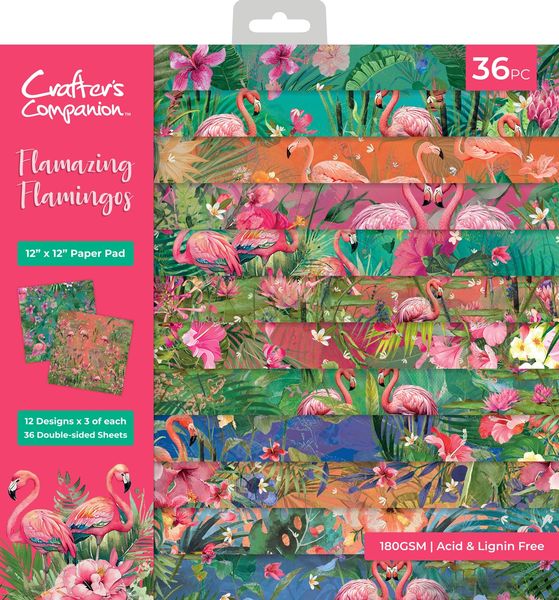 Crafter's Companion Paper Pad 12"X12"-Flamazing Flamingos