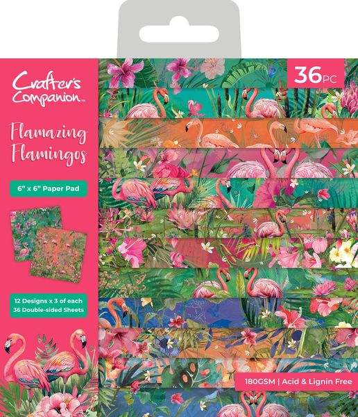 Crafter's Companion Paper Pad 6"X6"-Flamazing Flamingos