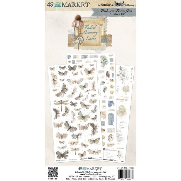 49 and Market Faded Memory Lane 6"X12" Blendable Rub-On Transfer Set