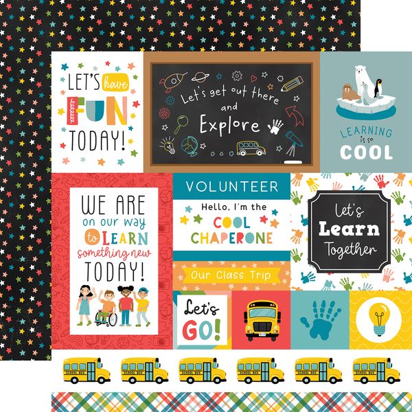 Echo Park Field Trip Multi Journaling Cards 12x12 DS Patterned Paper (1 Sheet) (1 Sheet)
