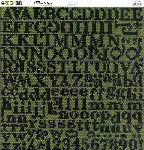 Reminisce Green Day 12x12 Glitter Alphabet Stickers
