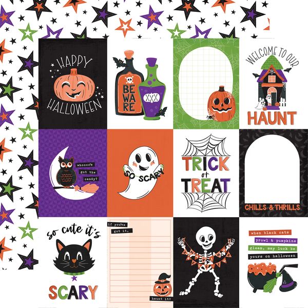 Echo Park Ghosts And Goblins 3x4 Journaling Cards 12x12 DS DS Patterned Paper (1 Sheet)