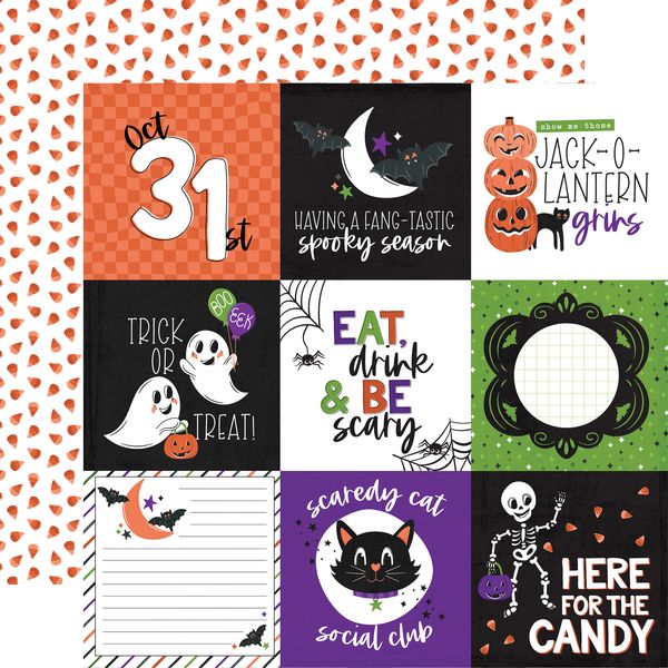 Echo Park Ghosts And Goblins 4x4 Journaling Cards 12x12 DS DS Patterned Paper (1 Sheet)