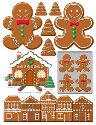 Reminisce Gingerbread Lane Stickers, 9 pieces