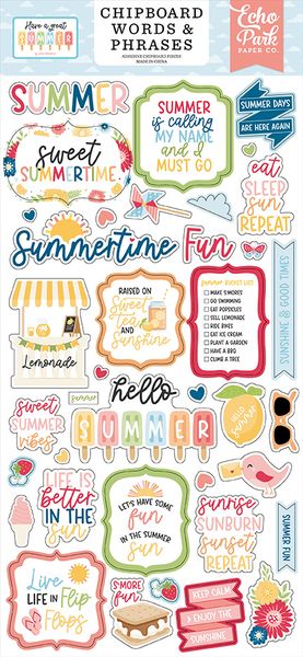 Echo Park Have A Great Summer 6x13 Chipboard Word & Phrases