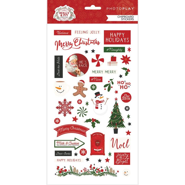 PhotoPlay PhotoPlay Holly And Ivy 6"X12.5" Chipboard Stickers