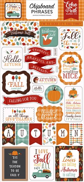 Echo Park Paper Company Happy Fall Chipboard Phrases