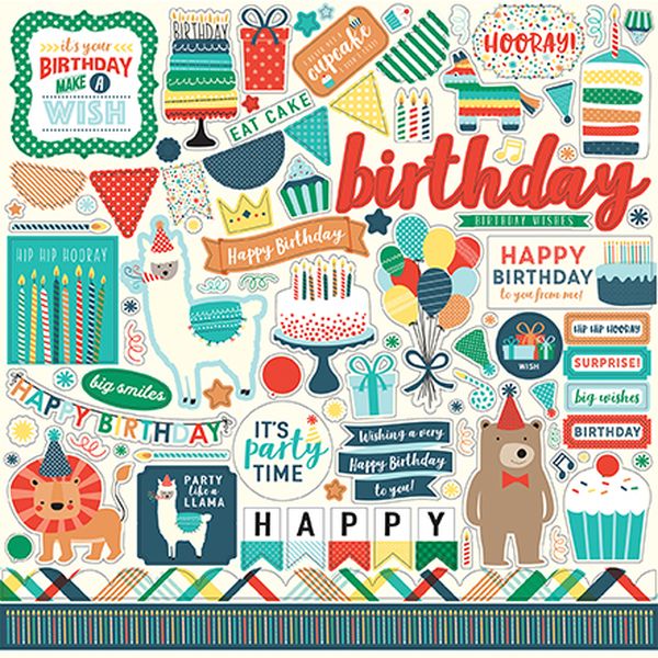 DISC - Echo Park Happy Birthday Boy Element Stickers