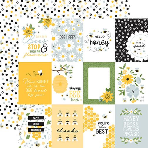 Happy As Can Bee 3x4 Journaling Cards 12x12 DS Patterned Paper (1 Sheet)