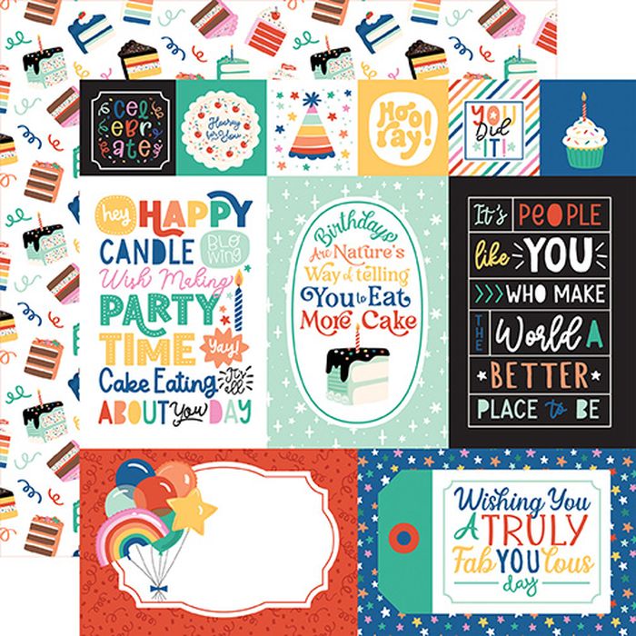Echo Park - Hip Hip Hooray Mixed Journaling Cards 12x12 DS Patterned Paper (1 Sheet)