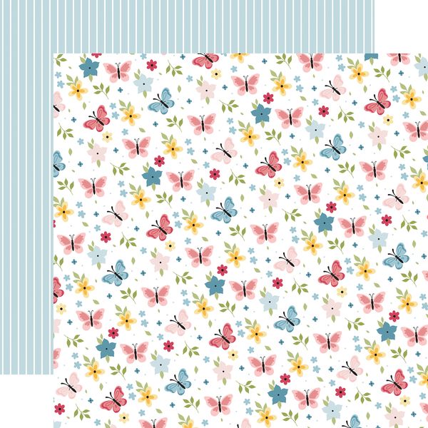 Echo Park In Full Bloom: Butterflies And Flowers 12x12 Patterned Paper