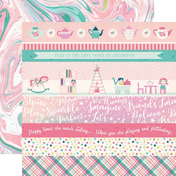 Echo Park Imagine That Girl Border Strips 12x12 DS Paper (1 Sheet)