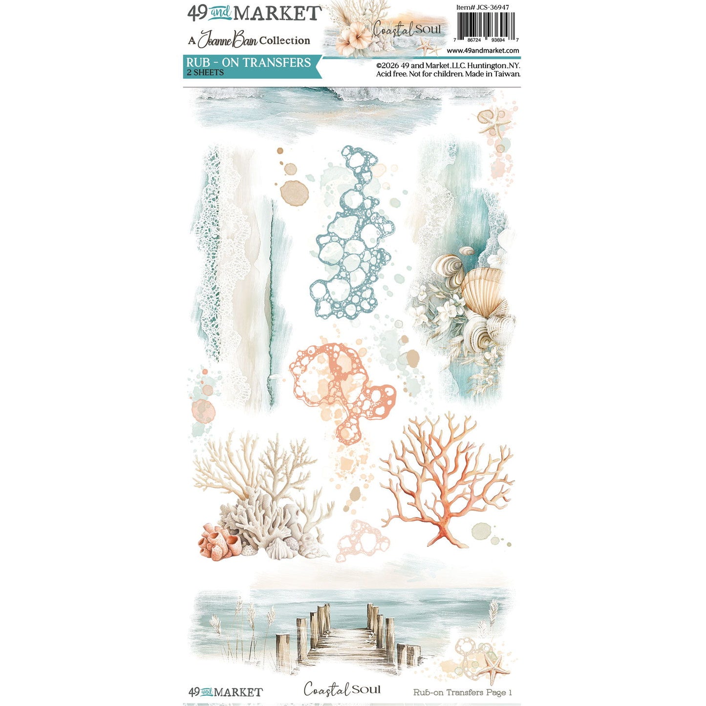 49 And Market Blendable Rub-On Transfer Set 6"X12"-Coastal Soul