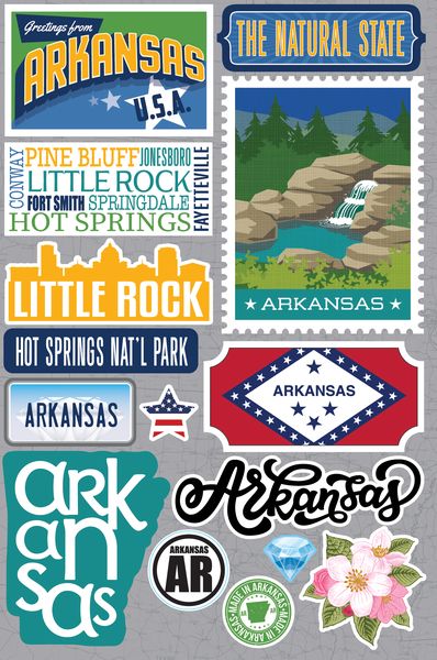 Reminisce Arkansas Jetsetters 3D Stickers 3.0