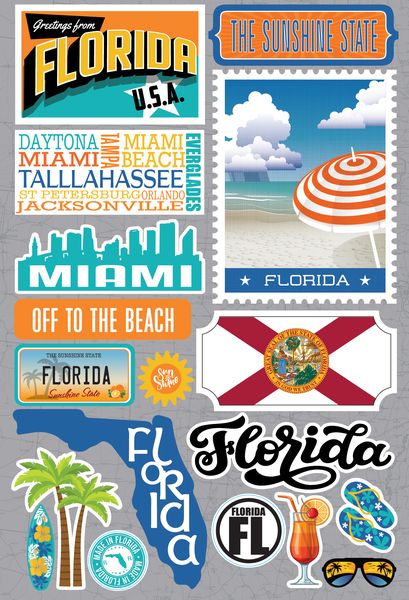 Reminisce Florida Jetsetters 3D Stickers 3.0