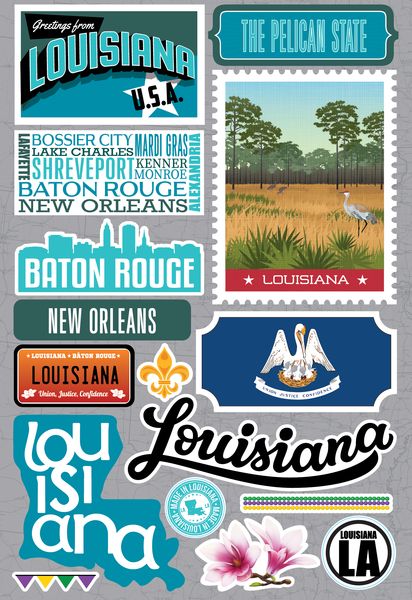 Reminisce Louisiana Jetsetters 3D Stickers 3.0