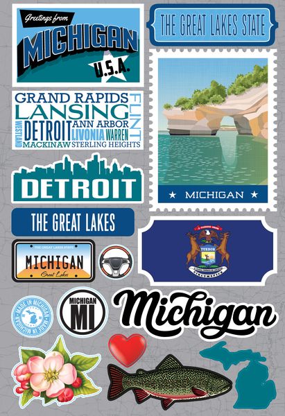 Reminisce Michigan Jetsetters 3D Stickers 3.0