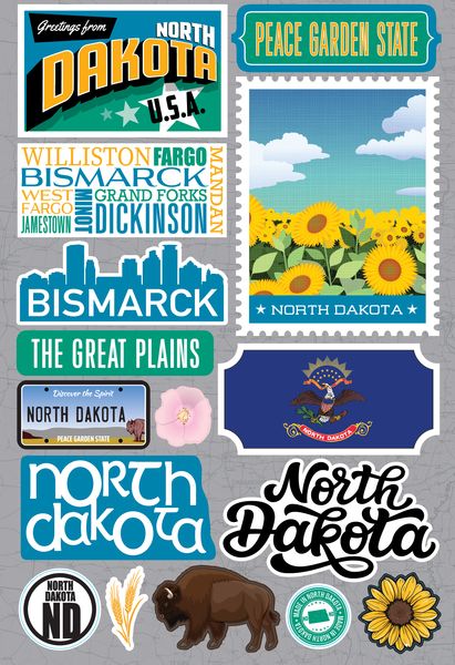 Reminisce North Dakota Jetsetters 3D Stickers 3.0