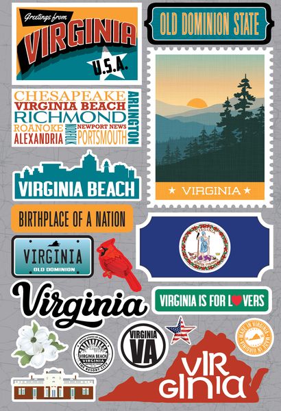 Reminisce Virginia Jetsetters 3D Stickers 3.0