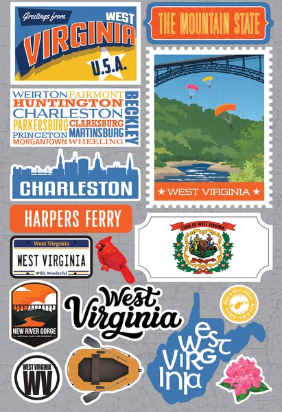 Reminisce West Virginia Jetsetters 3D Stickers 3.0