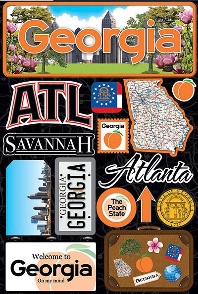 Reminisce Georgia Jetsetters 3D Stickers 2.0