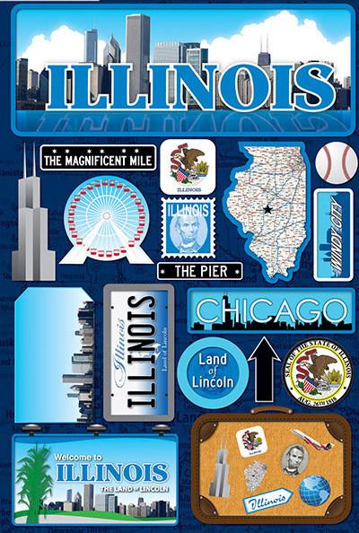 Reminisce Illinois Jetsetters 3D Stickers 2.0