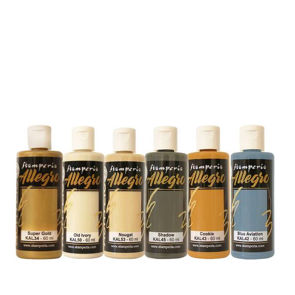 Stamperia Allegro selection for Art and Craft 6 colours - White Christmas