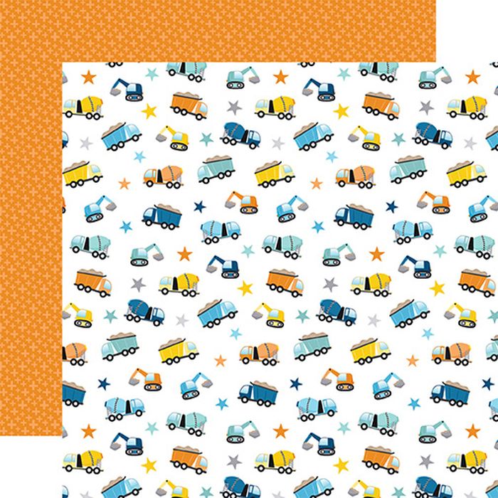 Echo Park - Little Builder Work Site Trucks 12x12 DS Patterned Paper (1 Sheet)