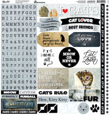 Reminisce Love My Cat: 12x12 Alpha sticker