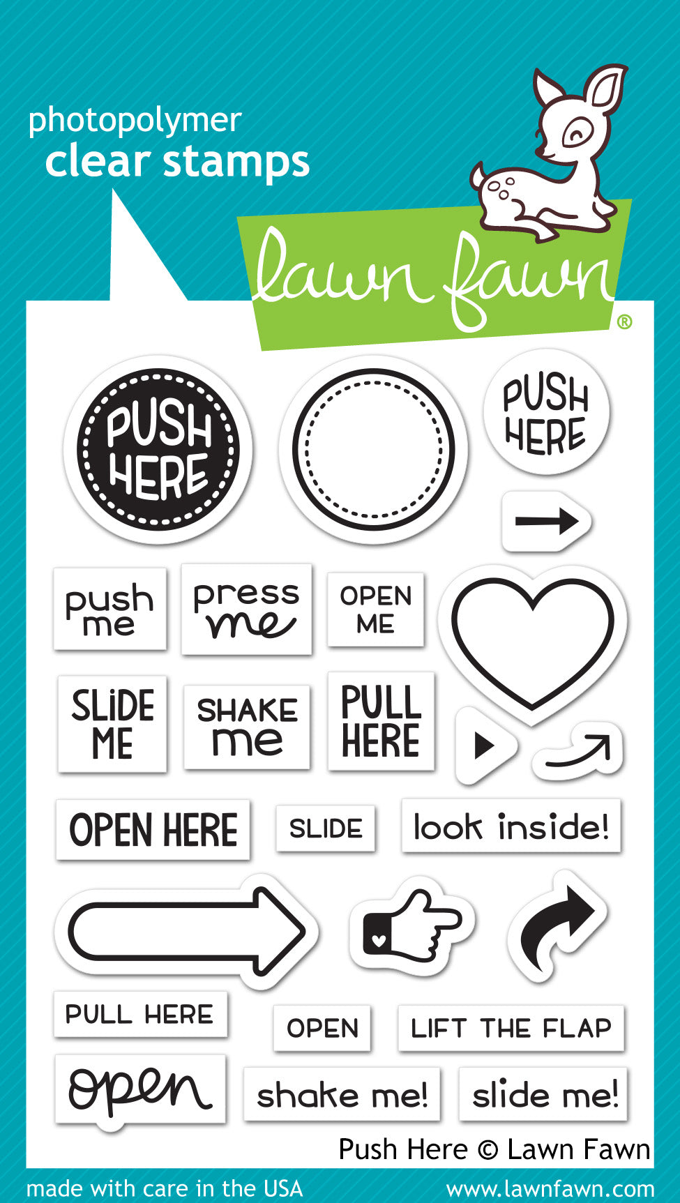 Lawn Fawn Push Here Stamp Set