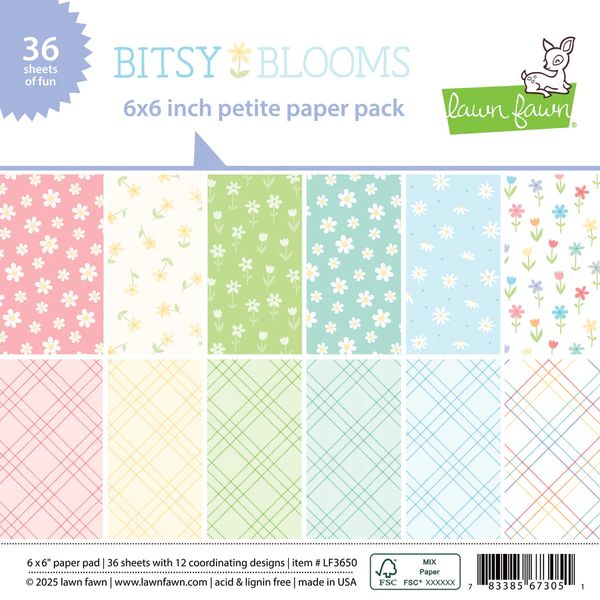 DISC - Lawn Fawn Bitsy Blooms 6x6 Petite Paper Pack