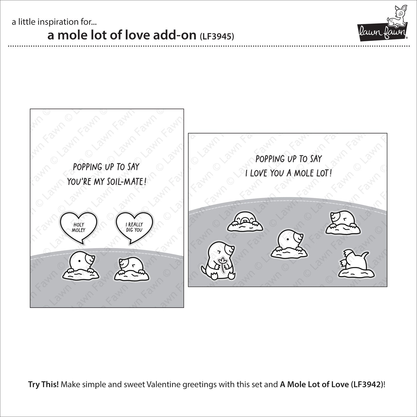 Lawn Fawn A Mole Lot Of Love Add-On Stamp Set