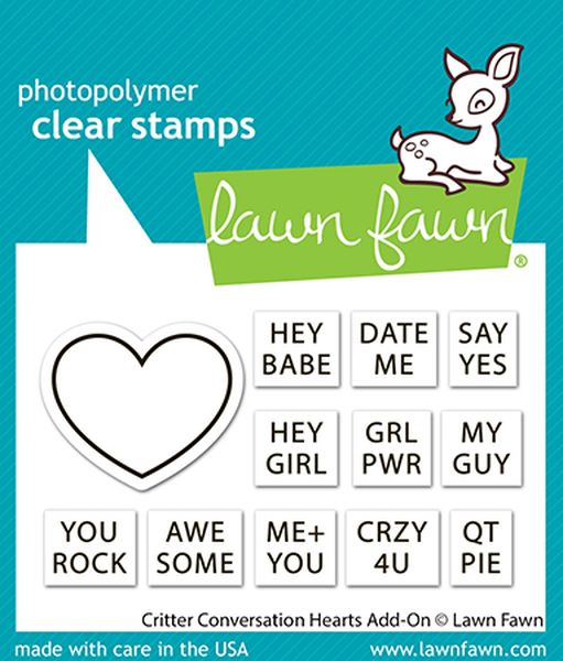 Lawn Fawn Critter Conversation Hearts Add-On Stamp Set