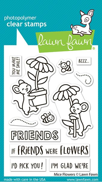 Lawn Fawn Mice Flowers Clear Stamp Set