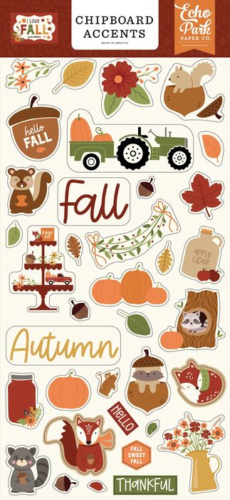 Echo Park Chipboard 6"X13"-Accents, I Love Fall