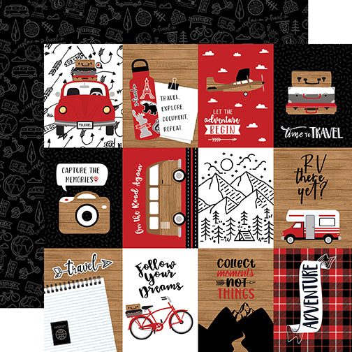 Echo Park Let's Go Anywhere: 3X4 Journaling Cards DS Paper (1 Sheet)