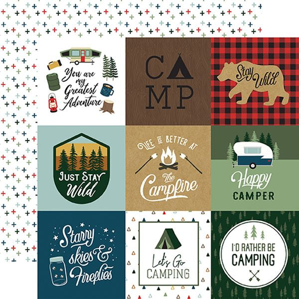 Echo Park Let's Go Camping 4X4 Journaling Cards DS Paper (1 Sheet)